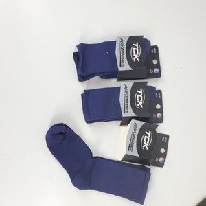 TCK Performance Lacrosse Crew Socks Blue Adult Medium UGC8 NEW 3 Pairs New w Tag